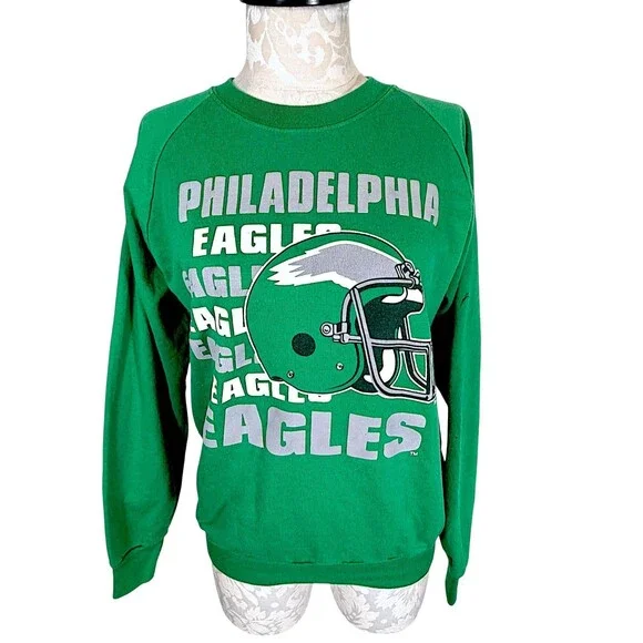 Vintage Garan NFL Eagles Sweatshirt Kelly Green 80s - Picture 8 of 13